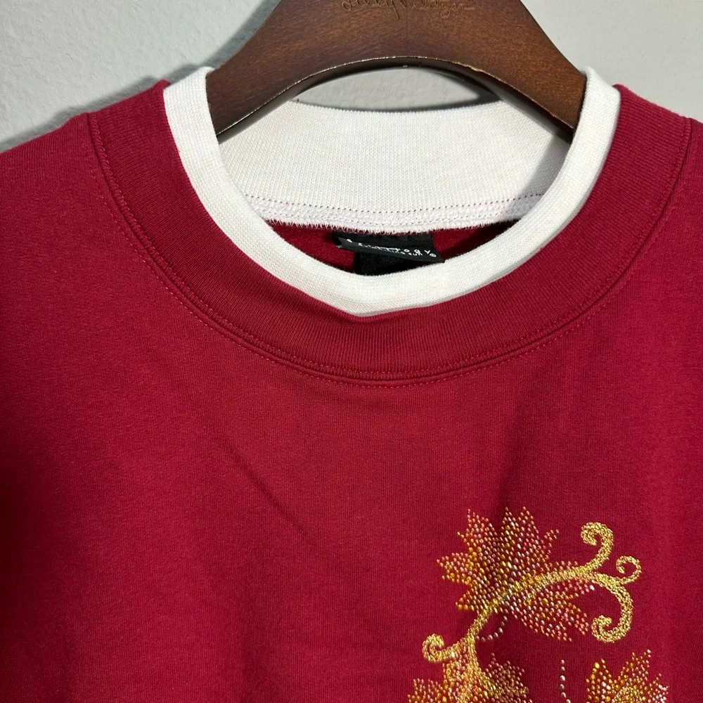 Vintage Trillogy by Morning Sun Gold Studded detailing Sweatshirt in red.NWT